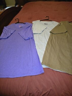 Hanes Short-Sleeve Tee Bundle in Purple, Gray, and Olive L